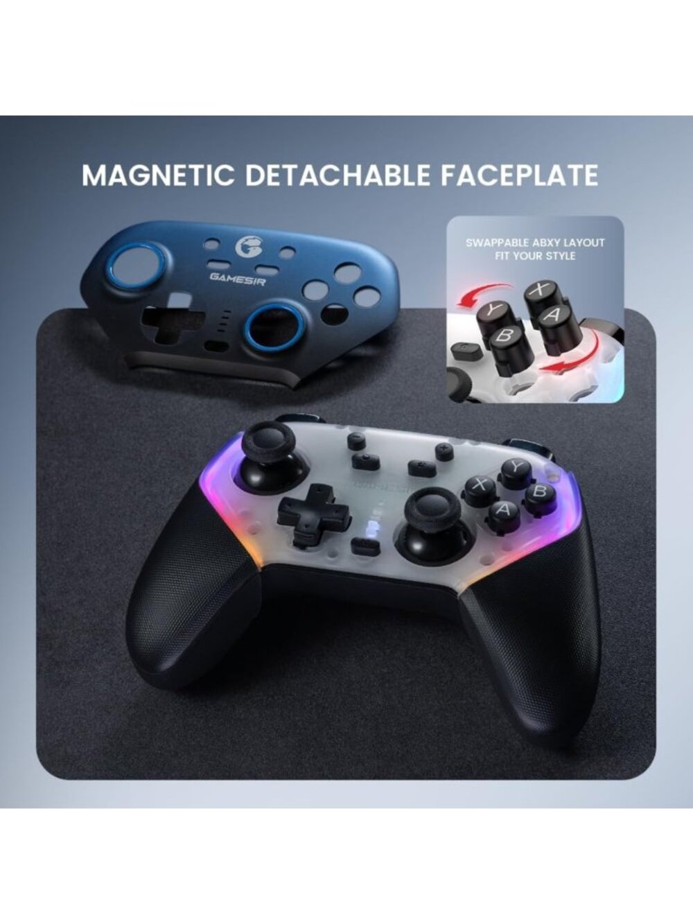 Wireless Gaming Controller for PC, Switch, iOS & Android - RGB Lighting, Hall - Picture 4 of 7